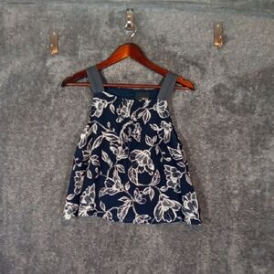 Greylin Blue Thick Strap Cropped Top Silk Summer Lined Womens Top